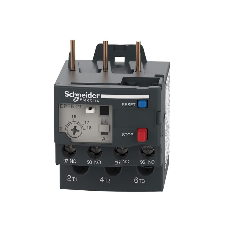 Schneider Electric DPER21 Easy TeSys Thermal Overload Relay with Manual/Automatic Reset, Screw Clamp Terminals | Used with Air Conditioner, Heat Pump, HVAC, AC Compressor and More, 12-18Amps 12-18A