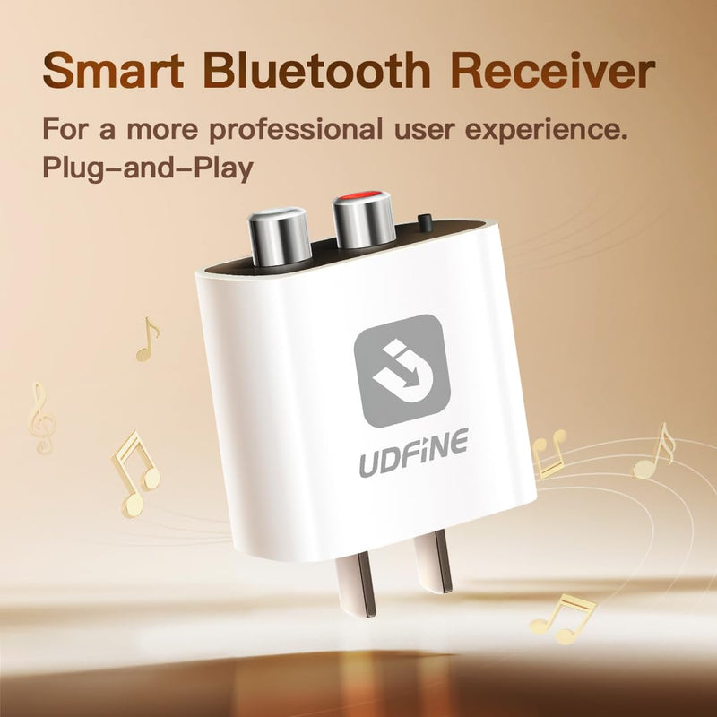 Smart Bluetooth 6.0 to AUX/RCA Adapter & Receiver for Home Stereo, Wireless Bluetooth Adapter for Stereo Receiver, Plug & Play, Sound, Upgrade Old Speakers, Udfine AudioLink