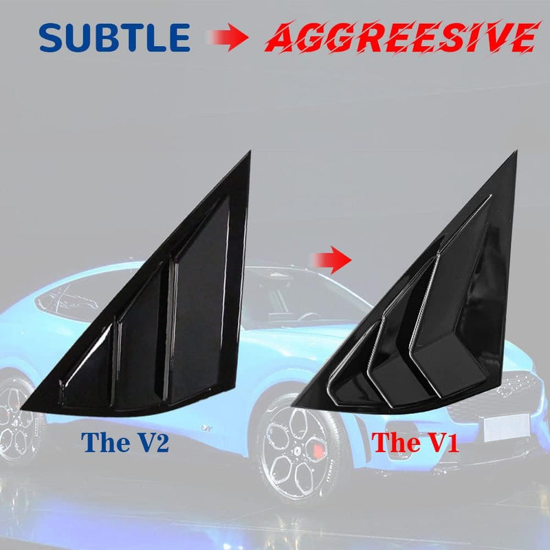 BestEvMod Compatible with 2021 2022 2023 2024 2025 Mustang Mach E Quarter Side Window Scoop Louvers Cover Window Visor Cover ABS (Glossy Black) Glossy Black