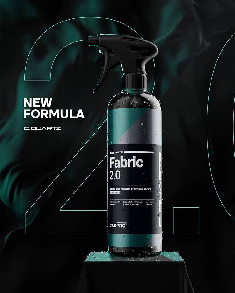 CARPRO CQUARTZ Fabric 2.0 - Upholstery Fabric Protector, Super Hydrophobic Repels Water, Stain Resistant, Resist UV Fading, Up to 12 Months, Convertible Tops, Carpets, Low VOC - 100mL (3.4oz) 100mL (3.4oz)