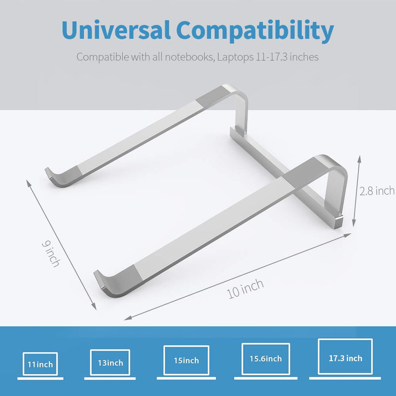 Laptop Stand for Desk，Stable Ergonomic Aluminum Computer Riser Cooling Stand for Mac MacBook Pro/ MacBook Pro Air,HP, Dell, More PC Notebook - 12 13 15 16.2 inch (Silver) Silver