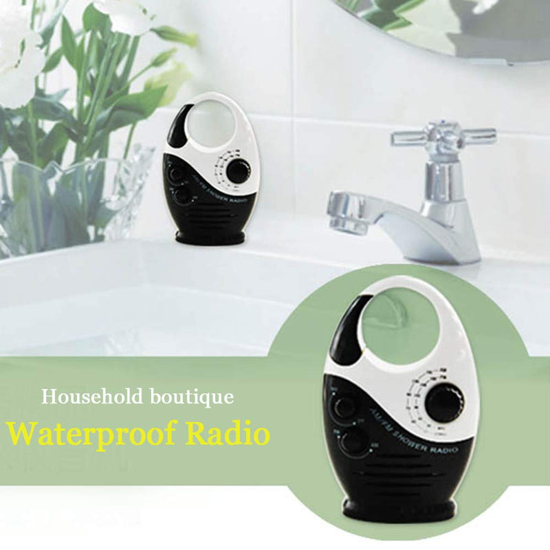 Shower Radio, Bathroom Radio AM FM, Waterproof Hanging Shower Radio Adjustable Volume black