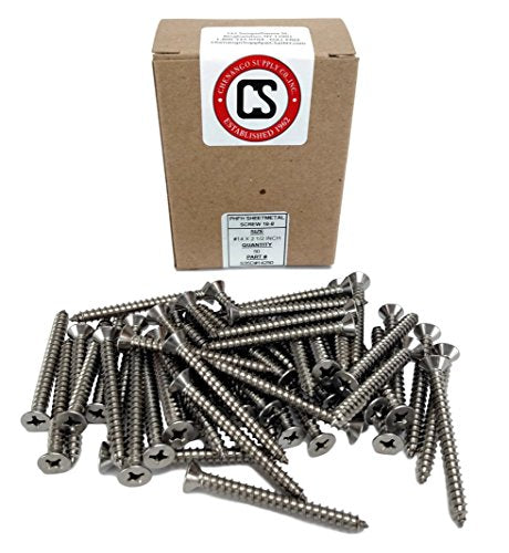 Chenango Supply #14 x 2-1/2" Stainless Flat Head Sheet Metal Screws #14 X 2-1/2"