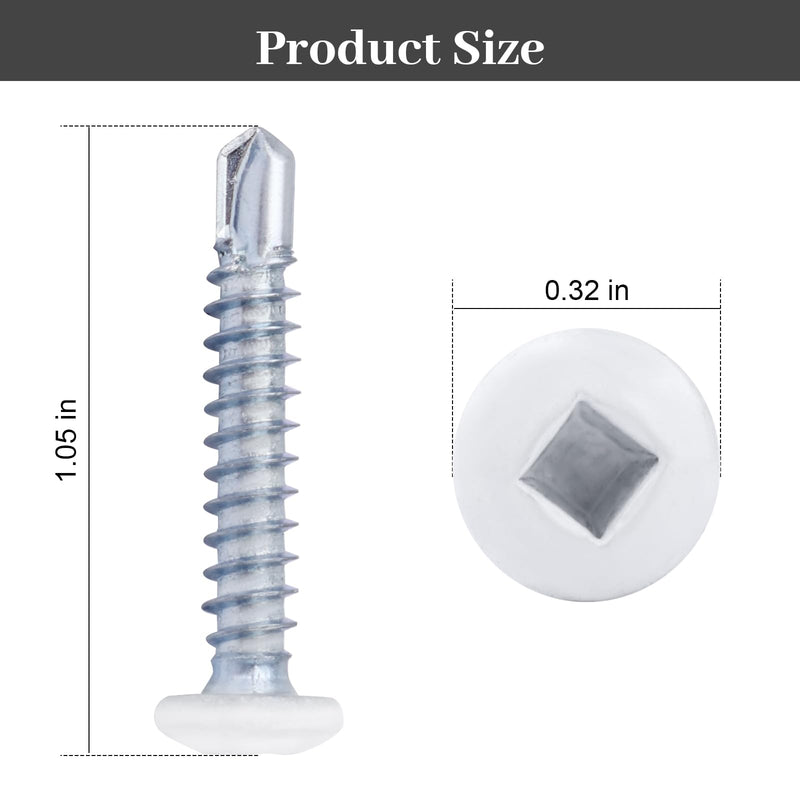 8x1 pan Head Metal rv Screws - Polar White self Drilling Screws Trailer Deck scre-ws - Square Drive Self Tap Drill Scre-ws (250 Pack) 250 Pack