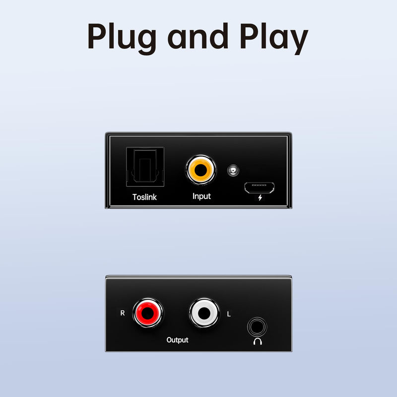 192kHz DAC Digital to Analog Audio Converter, Digital Audio SPDIF Optical Toslink Coaxial to Analog L/R & 3.5mm Jack Converters Optical to RCA Adapter for HDTV, DVD, Blu-Ray Players and PS3/4(1 Pack) A-Black