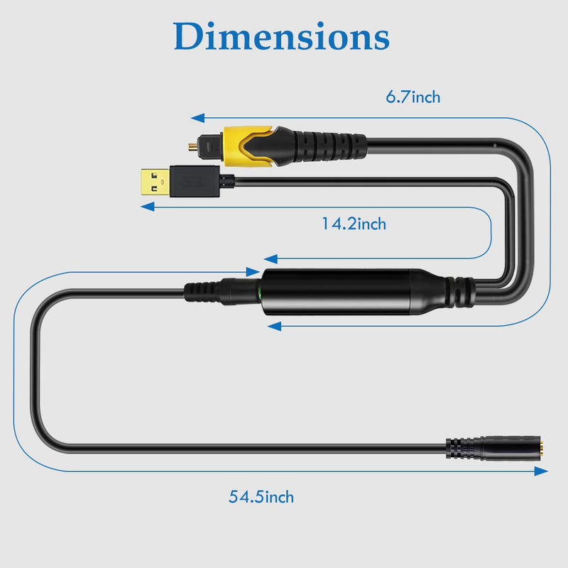 192KHz DAC Optical to 3.5mm Converter, Optical Audio Cable to AUX Adapter, Unidirectional from SPDIF Digital to Analog Converter for TV Sound Out to Speaker Headphone with AUX-in Input Jack Yellow