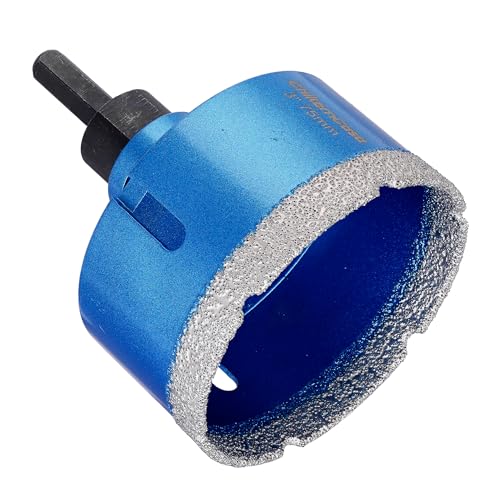 75mm 3" Diamond Core Drill Bits,Vacuum Brazed Hole Saw Cutter for Ceramic Tile Granite Marble with 5/8-11 Thread and 3/8" Hex Shank Adapter 75mm(3")
