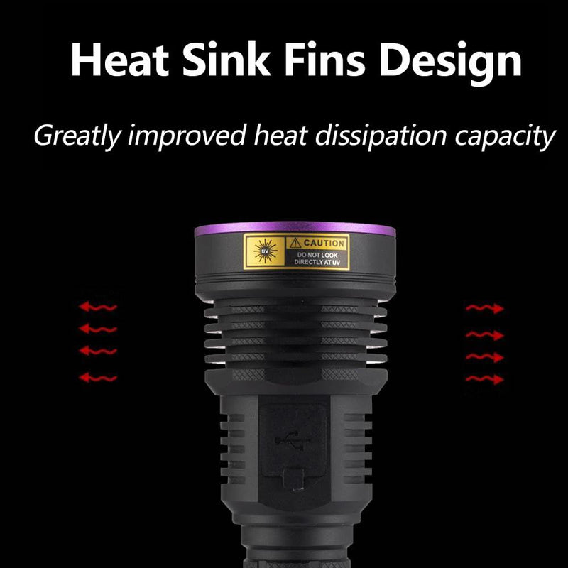ALONEFIRE SV43 36W 365nm UV Flashlight USB C Rechargeable Ultraviolet Black Light Woods Lamp for Pet Urine Detector, Resin Curing, Scorpion, Bed Bug, Fishing, Leak with UV Protective Glasses, Battery