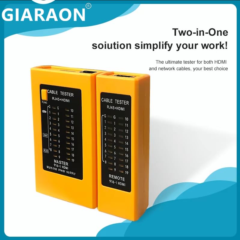 2 in 1 Network Cable Tester and HDMI Cable Tester Tool Portable High Definition Multimedia Interface RJ45/cat5 cat5e cat6 cat6a UTP Ethernet LAN Wire Continuity Checker