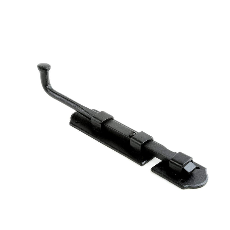 Renovators Supply Manufacturing Slide Bolt Latch 9 in. Black Iron Ball Tip Style Slide Bolt with Mounting Hardware Pack of 2