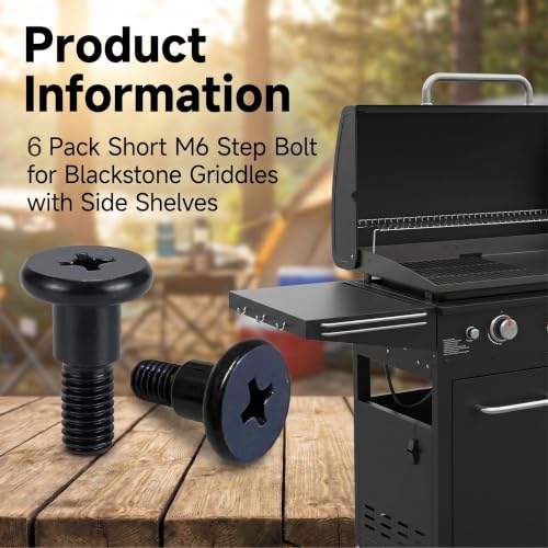 6 Pack Short M6 Step Bolt Fit for Black-Stone Gas Griddle with Side Shelve