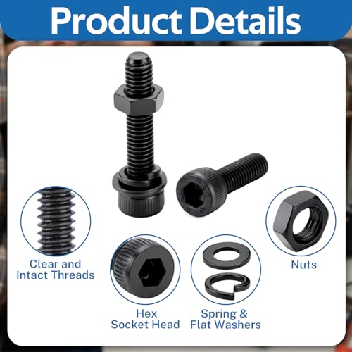 1760pcs M2 M3 M4 M5 Hex Socket Screw Assortment Kit with Nuts and Washers 1760pcs
