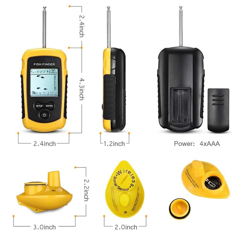 LUCKYLAKER Sonar Handheld Fish Finder Transducer Portable Water Depth Finder Boat Kayak Wireless Transducer Fish Finders