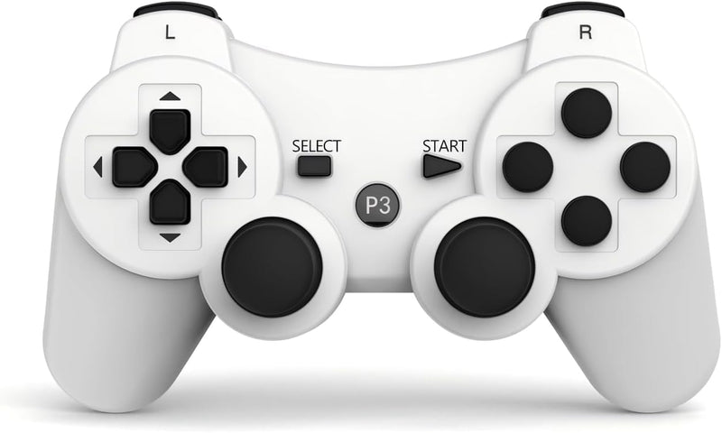 MOVONE wireless Controller for ps3 Rechargeable Game Wireless Controller 2Pack with2 Charging Cables, Compatible with Playstation3 White+black