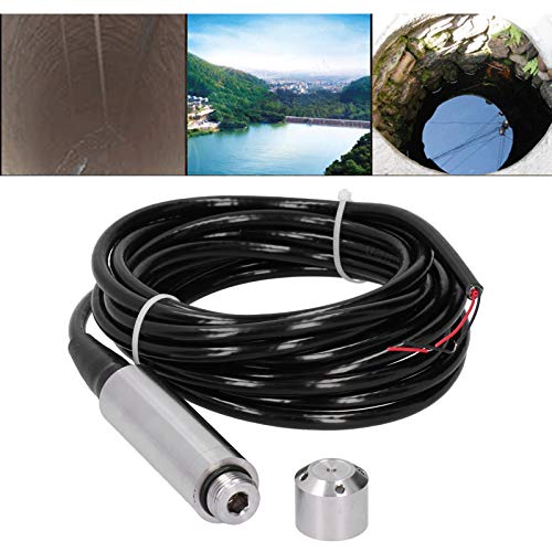 Eujgoov Liquid Level Sensor Transmitter, Water Level Detector, Stainless Steel Probe, 0-7m Range, Industrial Use, Water Monitoring System