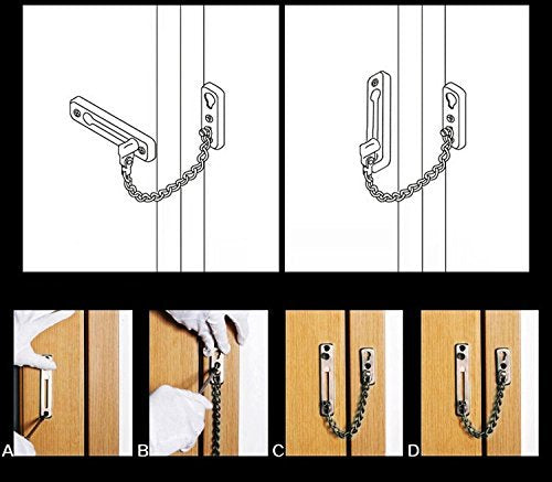 Extra-Thick Door Chain Lock- Sus304 Stainless Steel Casting Door Security Chain Guard, Heavy Duty Latch Lock for Inside Door, Brushed Nickel Finish (Deluxe Extra-Thick:3 mm) (EK-07) EK-07