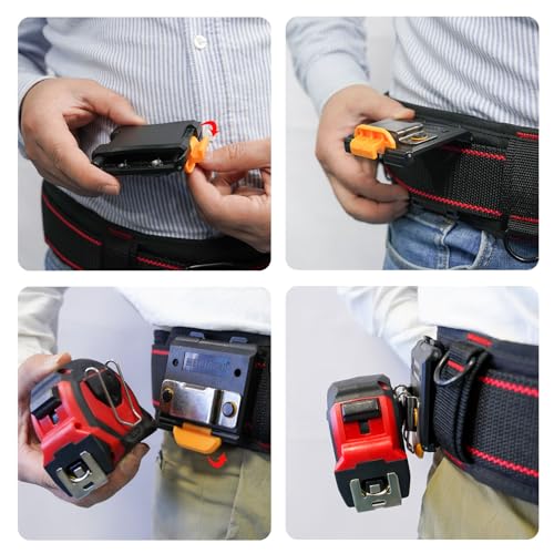 MELOTOUGH Tape Measure Holder,Drill Holster Belt Clip,Measuring Tape Holster,Drill Holder for Tool Belt,Pocket,Pants(Black) Black
