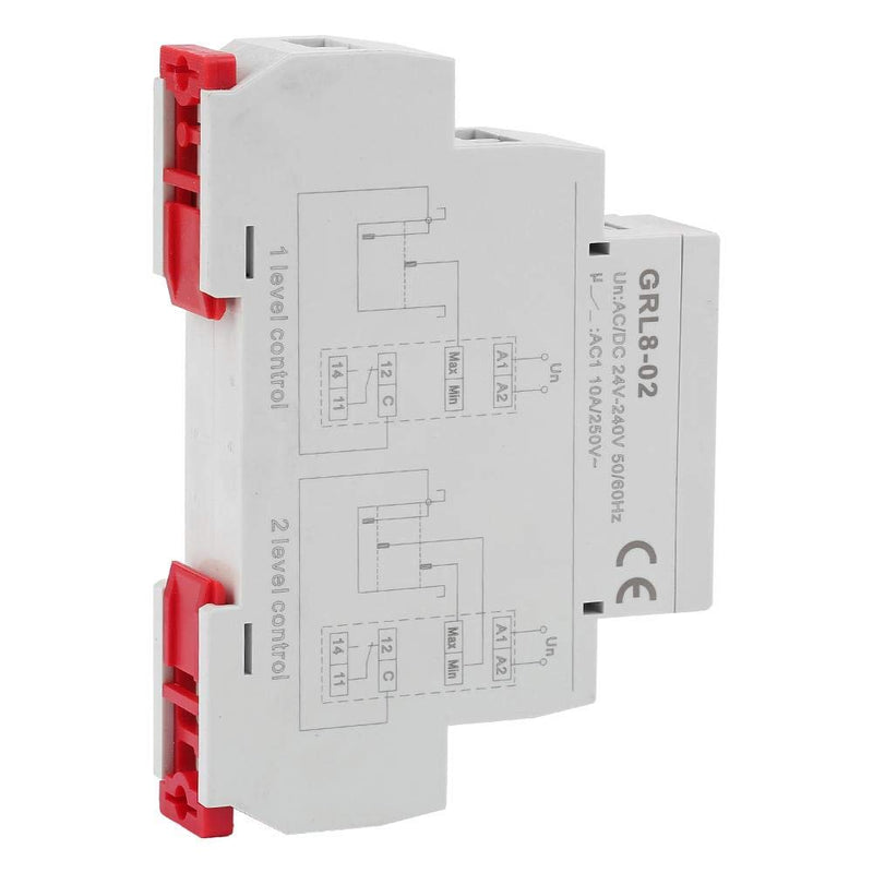 Liquid Level Controller GRL8-02 Automatic Water Level Controller Relay Water Level Controller 24Vwith DIN Rail Mount for Pool Liquid Level Monitoring