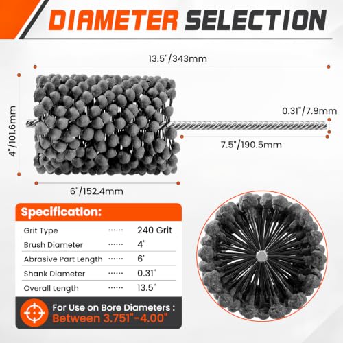 4 Inch 240 Grit Silicon Carbide Cylinder Hone Ball Brush