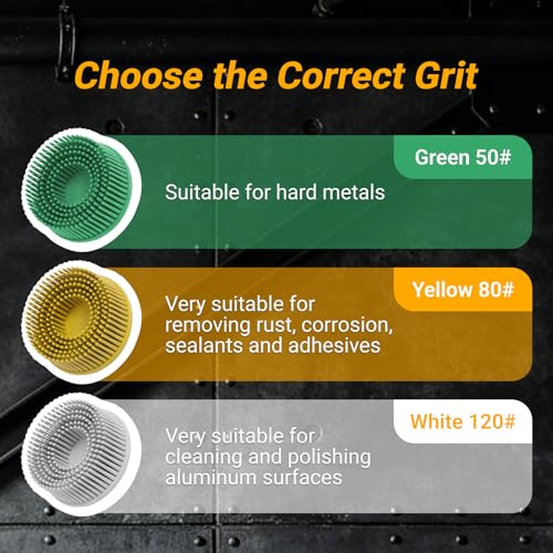 2 Inch Bristle Disc 6pack - 120 Grit with 1/4inch Shank Attachment Abrasive Coating Removal Brush Disc for Metal