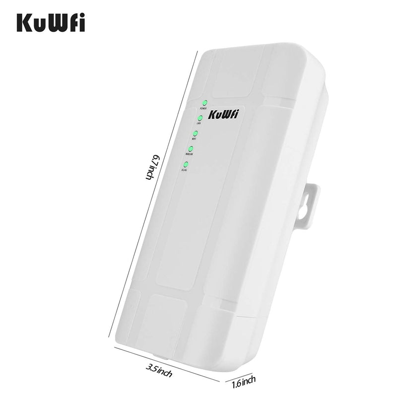 KuWFi 300Mbps Outdoor 4G LTE CPE WiFi Router with Sim Card Slot CAT4 SIM Routers with POE Adapter Work with IPcamera or Outside WiFi Coverage (US Version B2/B4/B5/B12/B13/B14/B66/B71) QC300K