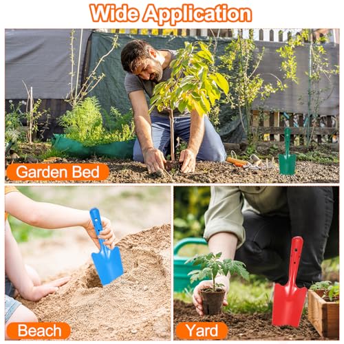HARFINGTON 4pcs Mini Colorful Metal Hand Shovel 11" x 3" Digging Trowel Set Transplanting Garden Tools for Flower Soil Digging Planting Weeding Transplanting Garden, Pink