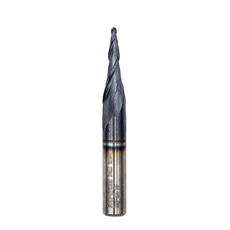 Foos - Tapered Angle Ball Tip Set - 1/4 Shank -Solid Carbide - TiAIN Coated Router Bits (6 Piece Set 2.0mm - .25mm) 6 Piece Set 2.0mm - .25mm