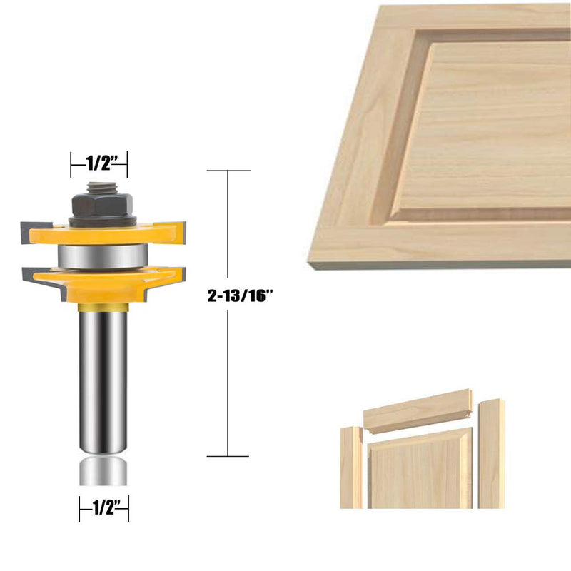 OLETBE 3 PCS Router Bit Set, 1/2-Inch Shank Round Over Raised Panel Cabinet Door Rail and Stile Router Bits, Woodworking Wood Cutter, Wood Carbide Groove Tongue Milling Tool (Square) SQUARE