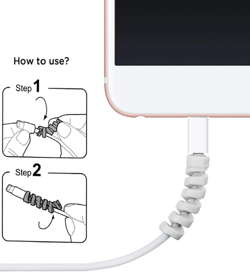 2 Pcs Charging Cable Protector TP Spiral Charger Cable Savers for Cords Micro USB Protector, Mouse Saver, Suit for Cell Phones, Computers(Grey)