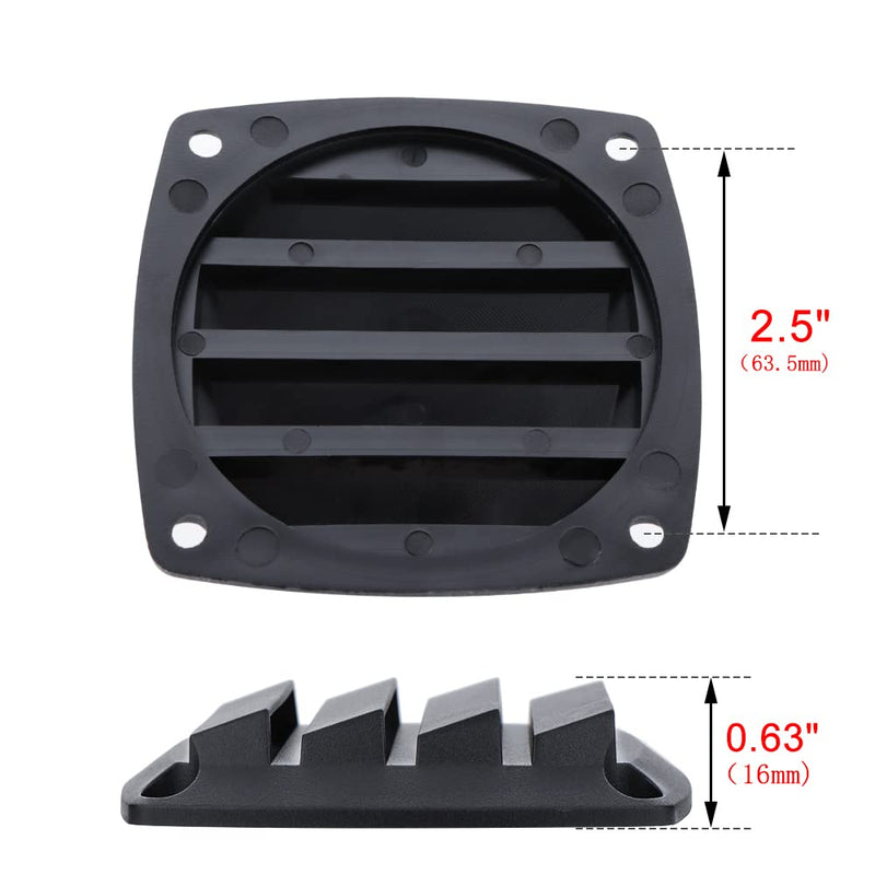 VTurboWay 4 Pcs Louvered Flush Plastic Thru Vent, Marine Boat Vent, 2-3/4", Black, Free Installation Screws
