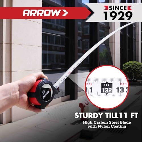 Arrow 25FT Tape Measure, Easy Read Measuring Tape with Dual Locking System 1