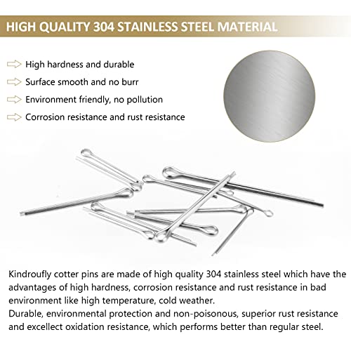 360 Pieces 6 Sizes Cotter Pins Assortment Kit, 304 Stainless Steel 360