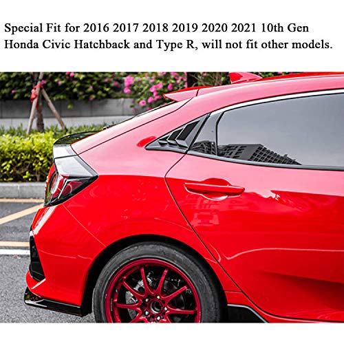 Rifoda for Civic Window Louvers Air Vent Scoop Shades Cover Blinds for Honda Civic 10th Gen Hatchback and Type R 2016 2017 2018 2019 2020 2021 ABS Material(Bright Black Red) Bright Black Red