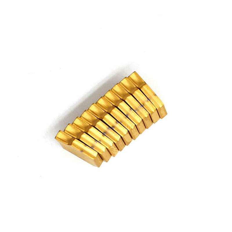 GTN-2 QC1402 OSCARBIDE TiN Grooving Inserts 10Pcs for Lathe Cut-Off | Carbide Cutters | TiN Coated for Wear Resistance | For Steel & Stainless Steel | Precision Ground | Long-Lasting Performance