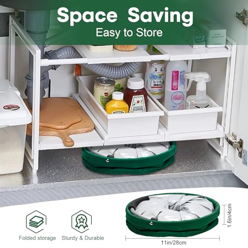 17L Foldable Waterproof Storage Basket with 6 Pockets,Dark Green 17L Dark Green