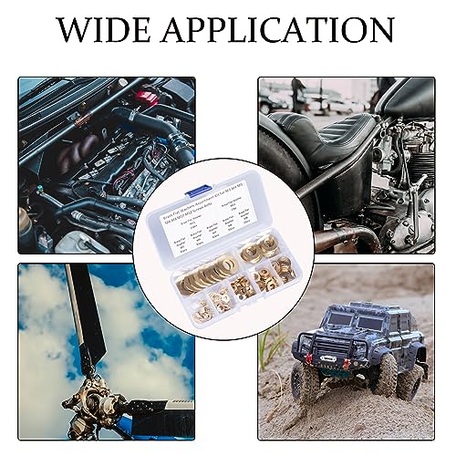 210PCS Metric Brass Flat Washers Assortment Kit M3 M4 M5 M6 M8 M10 M12