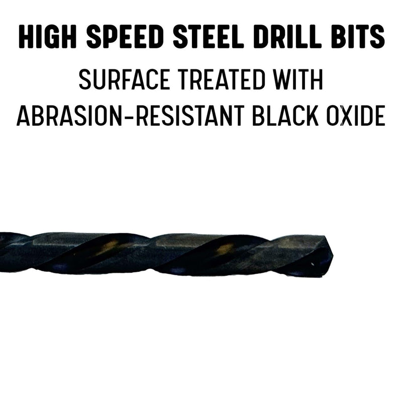 Drill America 13 Piece Left Hand High Speed Steel Drill Bit Set (1/16" - 1/4" x 64ths), DWDLH Series 13 Piece Set