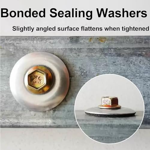 19x5.5x2.8mm Bonded Sealing Washers Stainless Steel EPDM Rubber Backed Screw Gasket - 100 Pcs Pack M5.5 * 19 19*5.5*2.8mm
