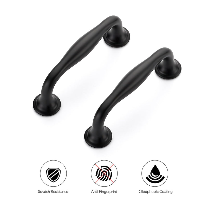 Ravinte 10 Pack 3 Inch Matte Black Kitchen Cabinet Handles Solid Zinc Alloy Cabinet Pulls Cupboard & Drawer Handles 3 inches Hole Center