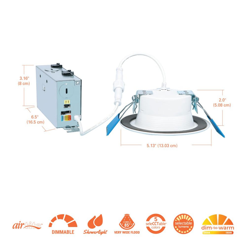 HALO RL 4 in Canless LED Recessed Ceiling Light with Selectable Color Temperature 2700K-5000K, Dim to Warm, 600/900lm Dimmable IC Rated Wet Rated Indoor Outdoor Ceiling Light (Packaging May Vary) 600/900 Lumens 4 inch