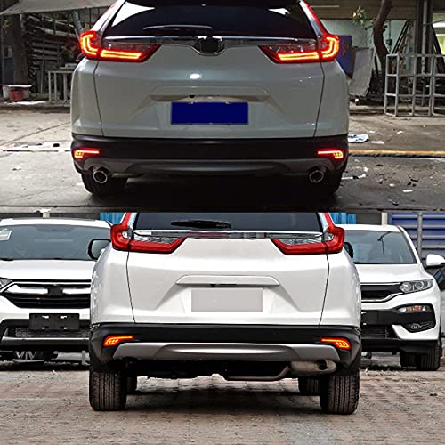 Red LED Rear Bumper Reflectors Fog Brake Rear bumper lights Tail Light Lamps Kit for 2019 2018 2017 Honda CRV CR-V Accessories (Two Functions)