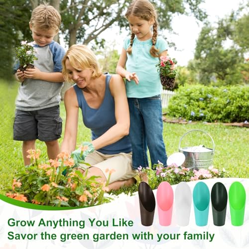 M METERXITY 18-Pack Bonsai Soil Scoops, Plastic Garden Soil Scoops Bucket Shovel Potting Scoopers for Transplanting/Flower Planting/Plant Succulent,Colorful Small Gardening Tools [Multicolor]
