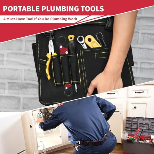 5Pcs Plumbing Tools Kit with Angle Stop Wrench & 1/2-Inch Compression Sleeve Puller, Professional Heavy Duty Ferrule Remover Tool, Plumbers Pipe Wrench and Basin Faucet Wrench Set with P180 Sandpaper 1/2" Sleeve Puller & Wrench Red