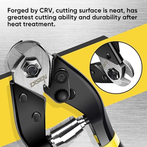 DISEN Wire Cutters Heavy Duty Cutting Up to 3/16", Cable Cutters for Fence Yellow-black 2