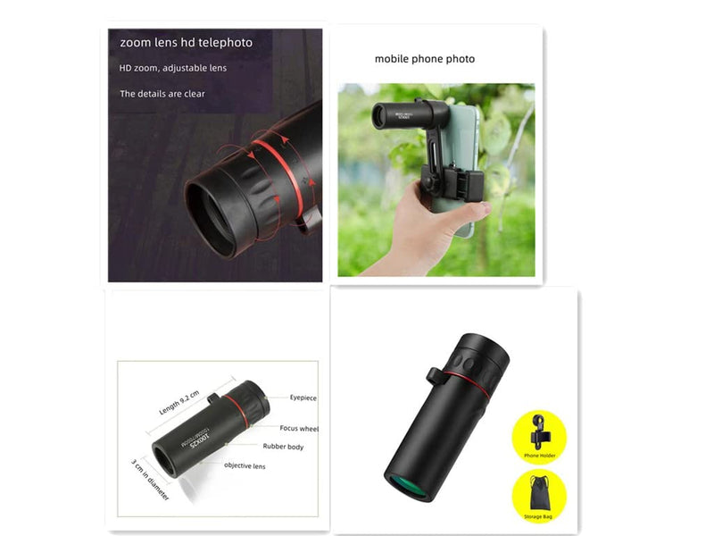 2000X24 Monocular Focus Optics Telescope onocular Power Monocular for Adults with Phone AdapterNight Vision Monocular Lightweight Pocket Monoscope with for Adults Kids, 8000M/80000M Gifts