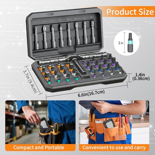 42 in 1 Magnetic Ratchet Screwdriver Set, Multi Bit DIY Magnetic Screwdriver Set with Detachable Ratchet Handle, Portable Precision Repair Tool Kit for Furniture, Electronics, Bicycle New Tools 2026 42 in 1