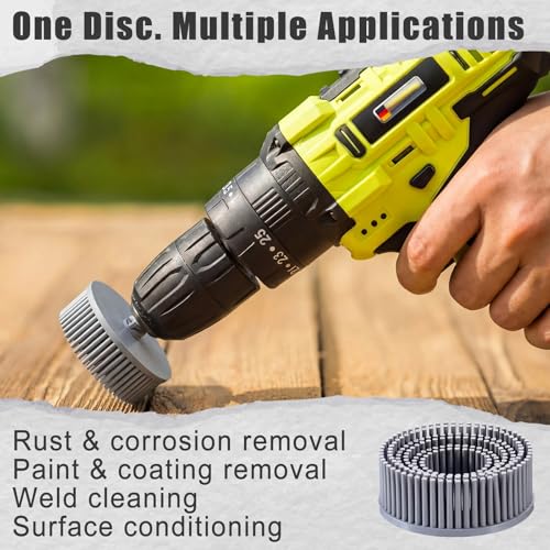 5 Pack Bristle Disc 2 Inch 120 Grit Bristle Abrasive Coating Removal Disc Quick Change for Metal Paint Stripping Deburring Paint Stripping Gray White