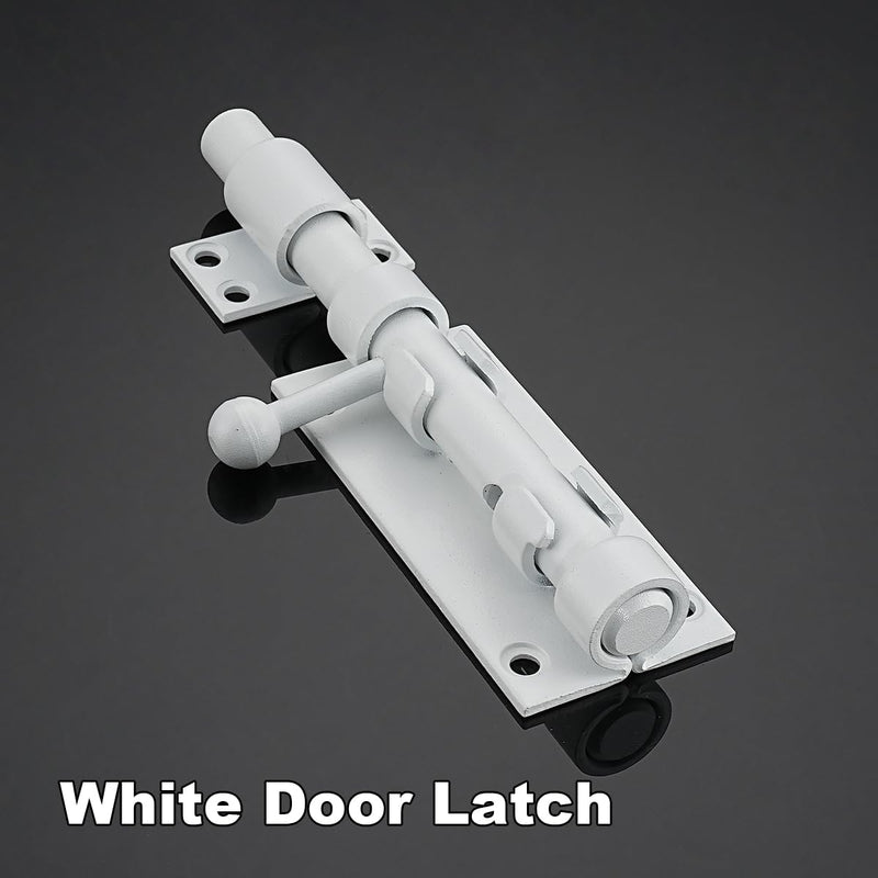 Barrel Bolt Door Latch With Padlock Hole, Thickened 304 Stainless Steel Slide Door Lock, 6 Inch Matte White, 2 Pack, 226BB-WH-2 White 6"