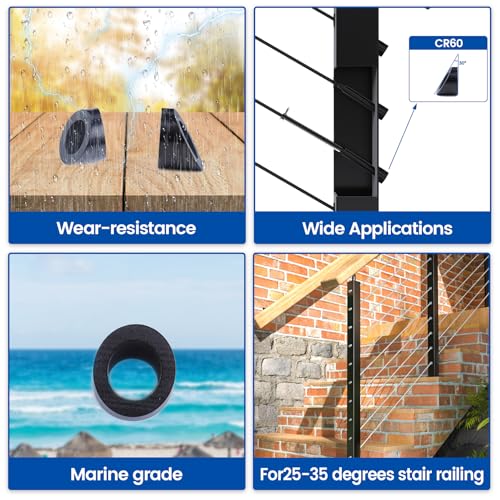 Muzata 10 Pack Black Cable Railing Angle Washer for 25°-35° Stairs CR60 3/8" - 30°