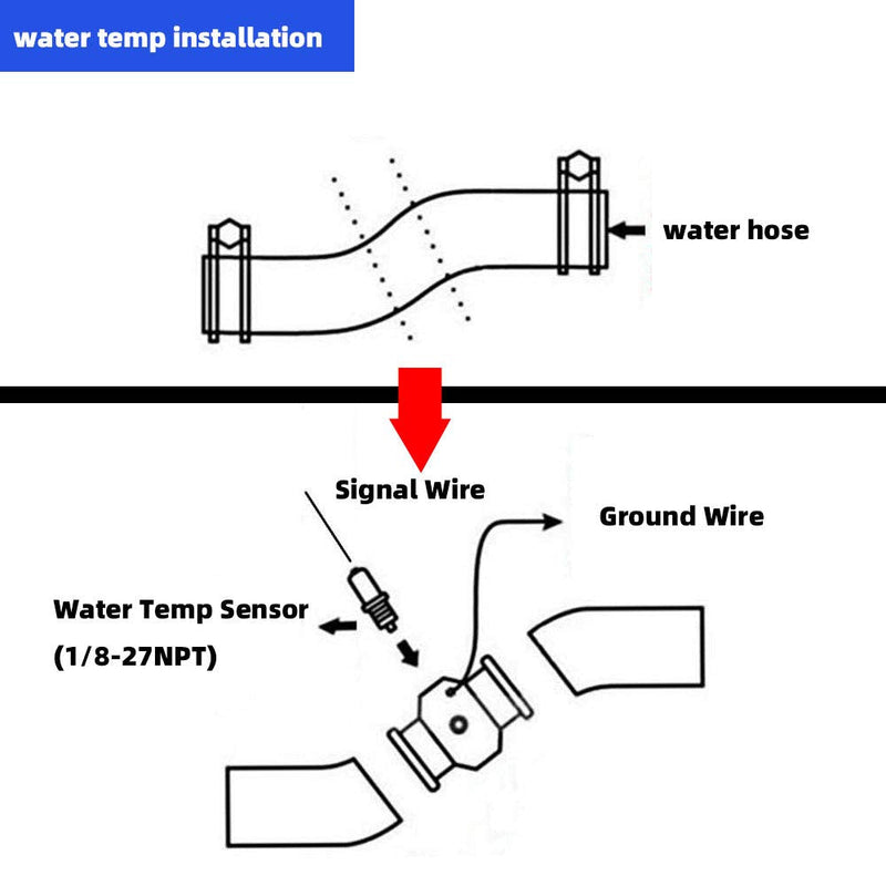 Universal Water Temp Joint Pipe Water Temp Temperature Joint Pipe Sensor Gauge Radiator Hose Adapter, (Black, 36mm) Black